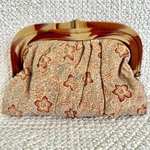 Vintage Style By Regal Lucite Frame Clutch Floral Fabric Handbag 1950s Mod
